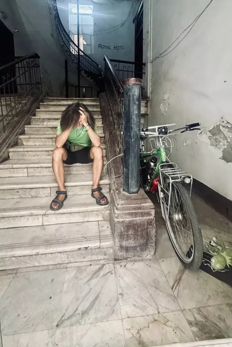 Michael Evertz mit Fahrrad